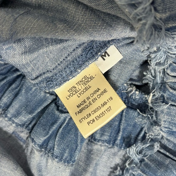 Cloth & Stone Chambray Strapless Wide Leg Jumpsuit Size Medium Boho Hippie - Picture 6 of 6